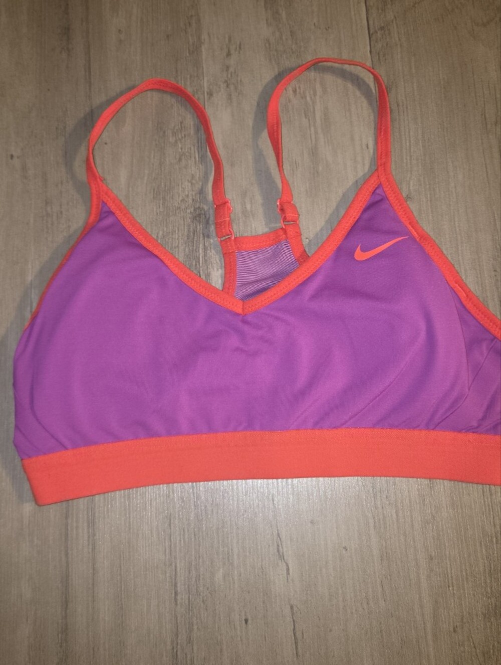 Nike Purple Sports Bra with Neon Orange Trim